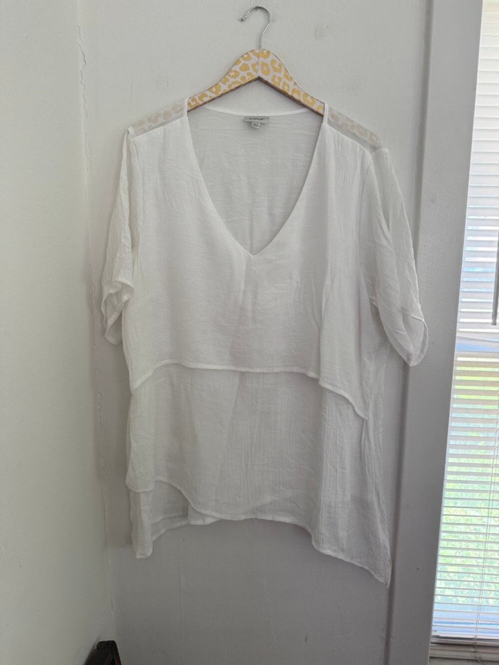 Avenue Women's White Plus Layered Blouse | Size 22/24
